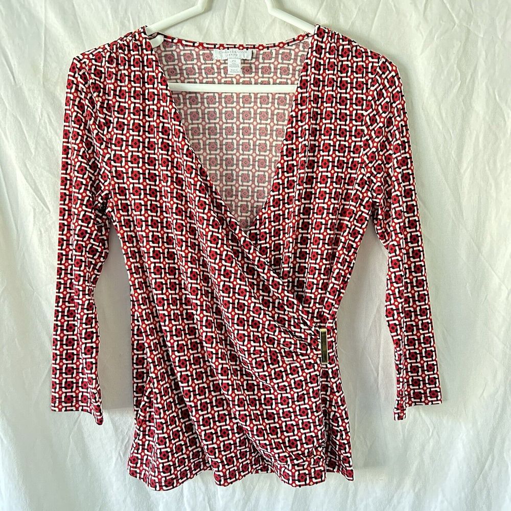 Vintage Y2k Office Siren Top Small Corpcore 70s Retro Disco Minimalist Red Wrap